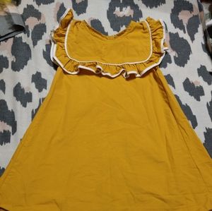 Yellow 4t bib ruffle collar dress